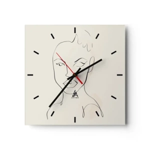 Horloge murale - Pendule murale - Croquis minimaliste du visage d'une femme - 30x30cm - Esquisse de la sensualité - Décoration murale moderne pour le salon et la chambre ARTTOR