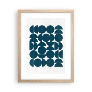Affiche dans un chêne clair - Poster - Cercles et demi-cercles - 30x40 cm