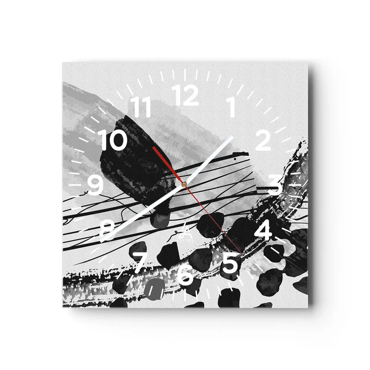Horloge murale - Pendule murale - Abstraction organique noir et blanc - 30x30 cm