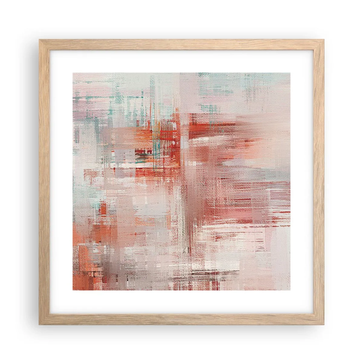 Affiche dans un chêne clair - Poster - Brumeux. Mais rose - 40x40 cm