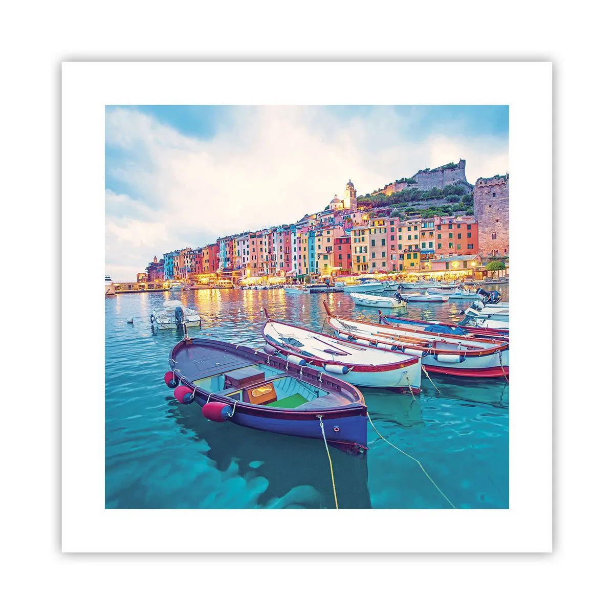 Affiche - Poster - Soirée colorée au port - 40x40 cm