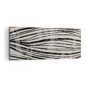 Impression sur toile - Image sur toile - Vagues abstraites dans des tons noirs et blancs - 120x50cm - Ligne de marécage - Décoration murale moderne pour le salon et la chambre ARTTOR