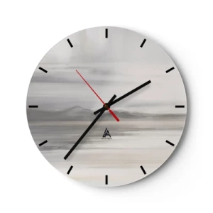 Horloge murale - Pendule murale - Un paysage délicat aux tons gris et beige avec des montagnes brumeuses - 30x30cm - Distance réfléchie - Décoration murale moderne pour le salon, la cuisine et la chambre ARTTOR