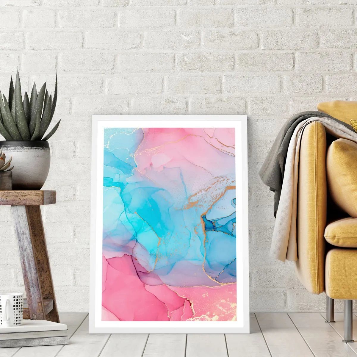 Affiche dans un cadre blanc - Poster - Rencontre et mélange - 50x70 cm