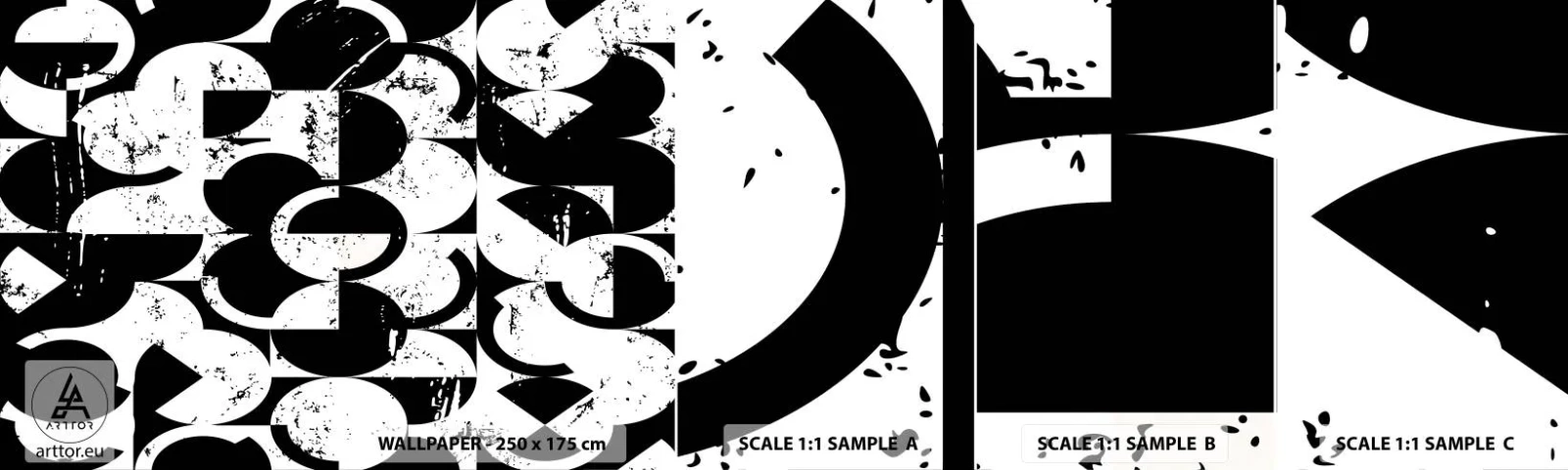 Échantillon De Papier Peint Standard Eco - Le blanc est blanc et le noir est noir - Abstraction, Morceau, Graphique - 100x30 cm