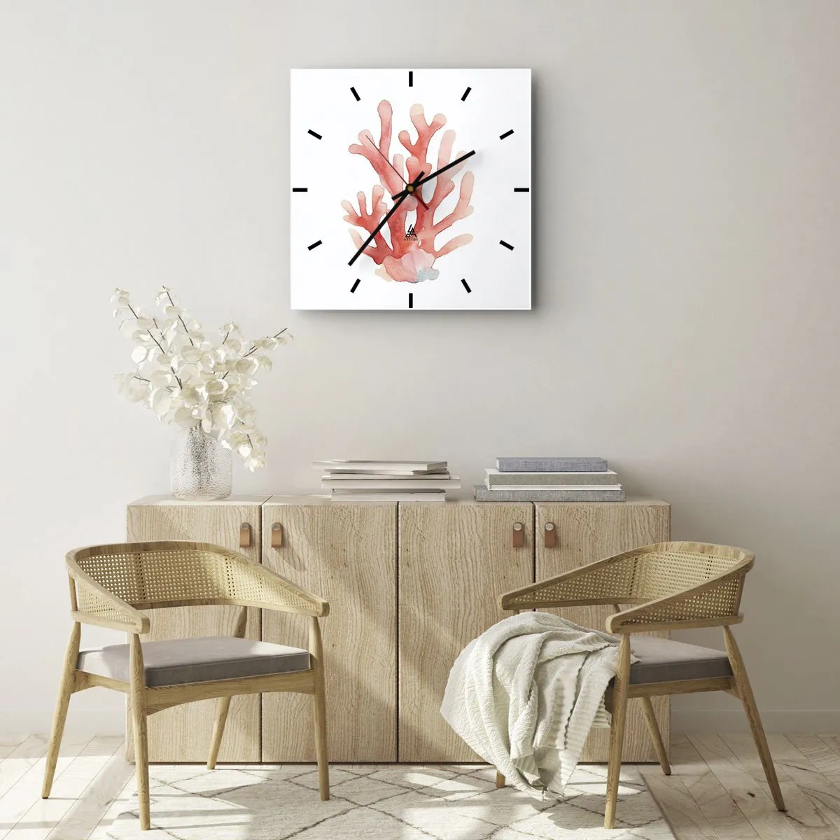 Horloge murale - Pendule murale - Corail couleur corail - 40x40 cm