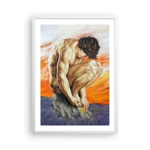 Affiche dans un cadre blanc - Poster - Plongé dans ses pensées - 50x70 cm