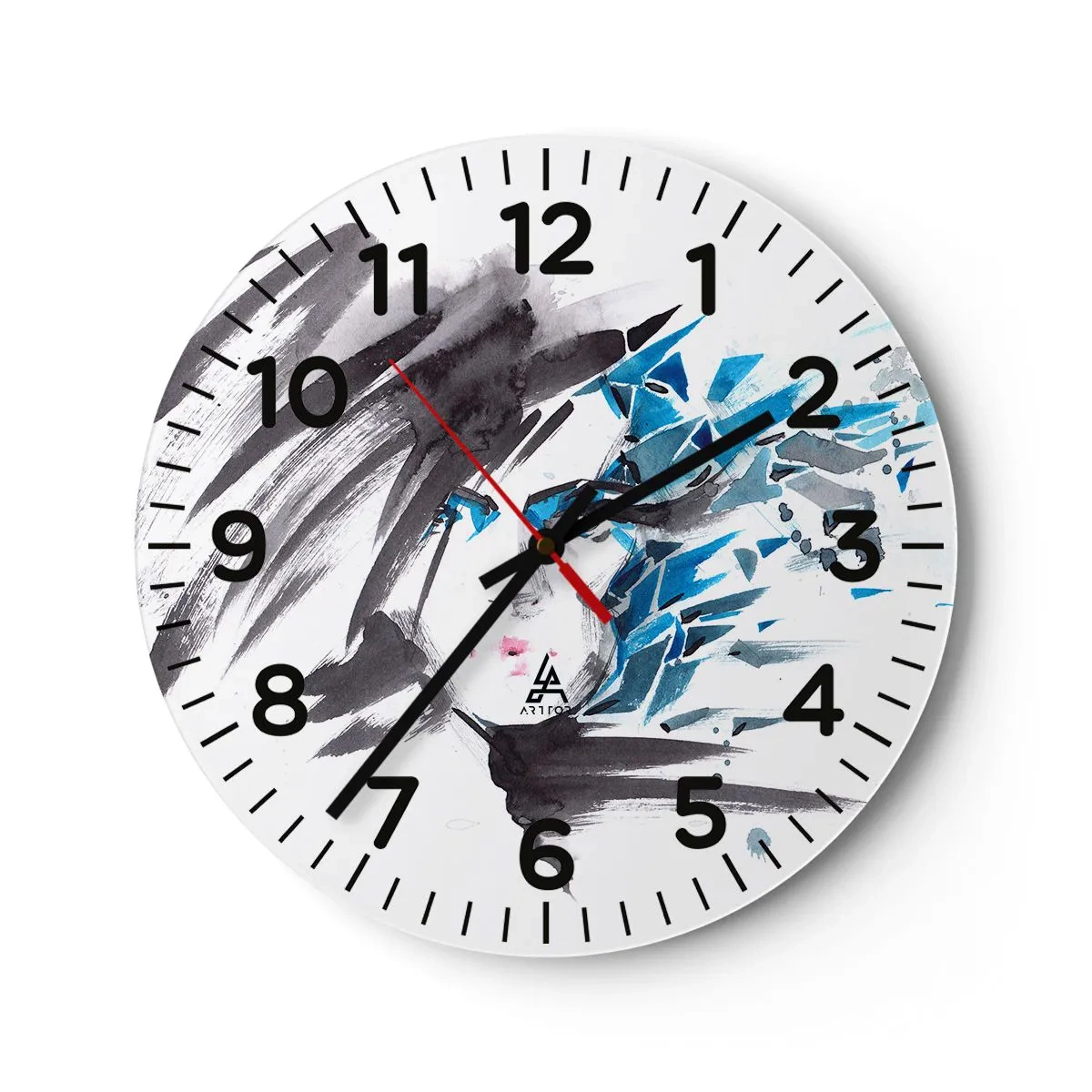 Horloge murale - Pendule murale - Portrait sensuel en gris et bleu - 40x40 cm