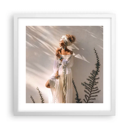 Affiche dans un cadre blanc - Poster - Le soleil et la fille - 40x40 cm
