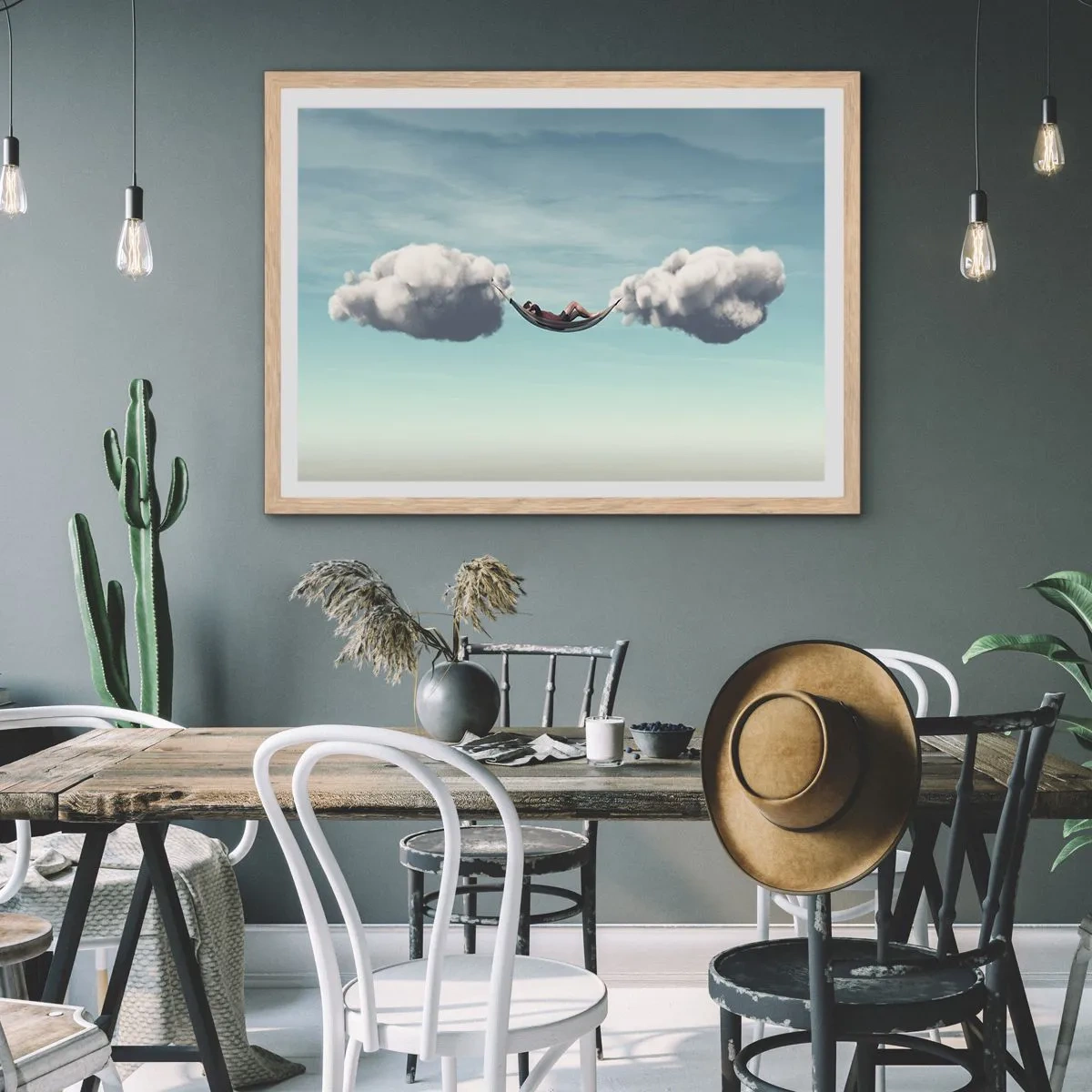 Affiche dans un chêne clair - Poster - Instant de bonheur - 40x30 cm