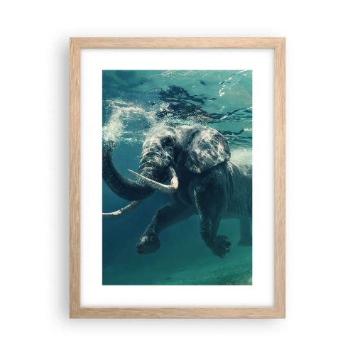 Affiche dans un chêne clair - Poster - Tout le monde aime nager - 30x40 cm