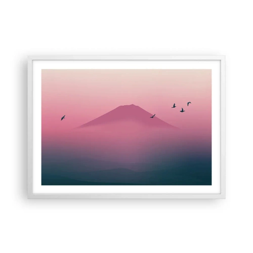 Affiche dans un cadre blanc - Poster - Des pèlerins au dessus des nuages - 70x50 cm