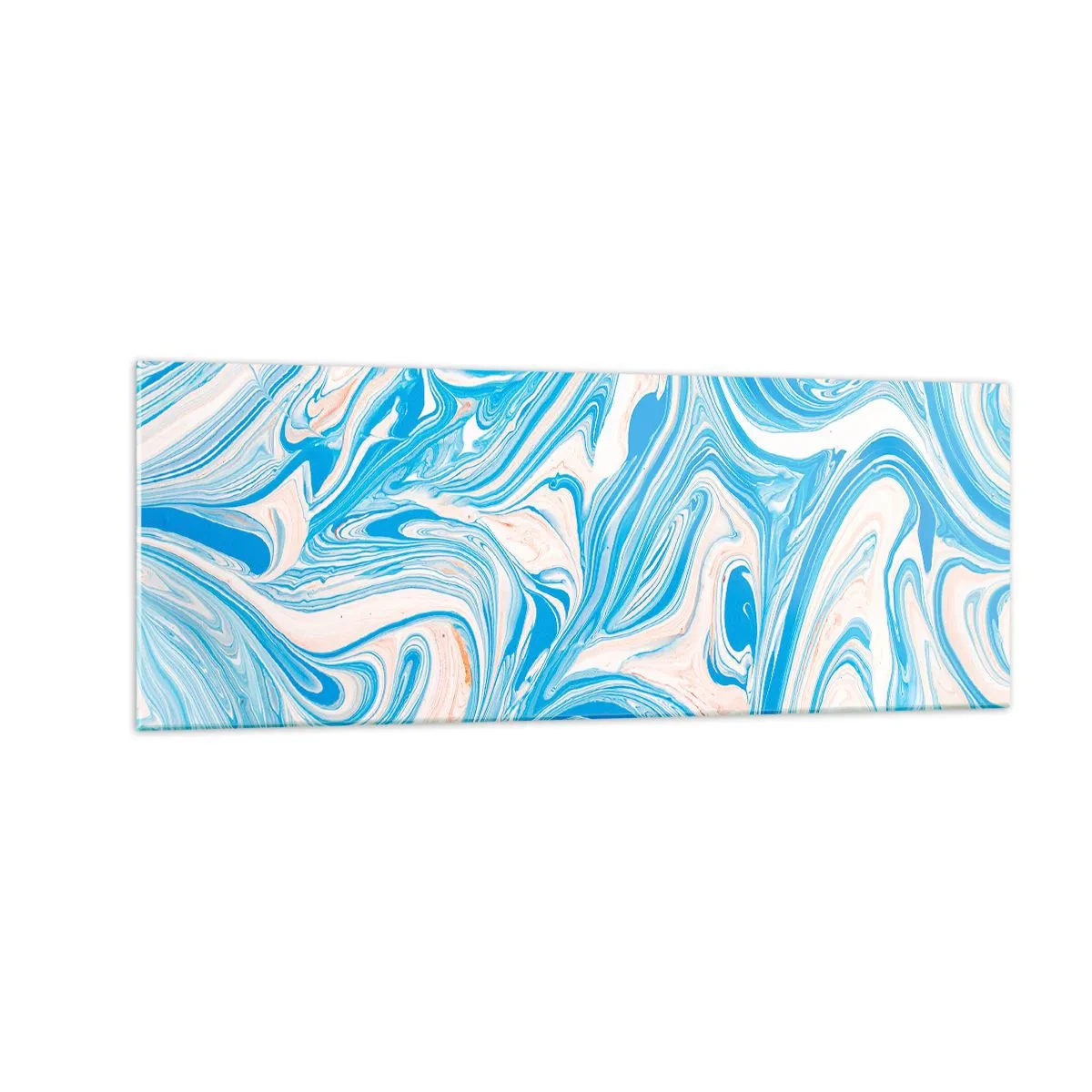 Impression sur verre - Image sur verre - Tourbillons abstraits de style marbre bleu et blanc - 140x50cm - Bassin turquoise - Décoration murale moderne pour le salon et la chambre ARTTOR