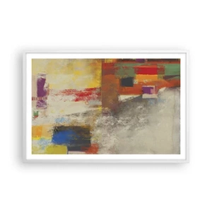 Affiche dans un cadre blanc - Poster - Géométrie des couleurs - 91x61 cm
