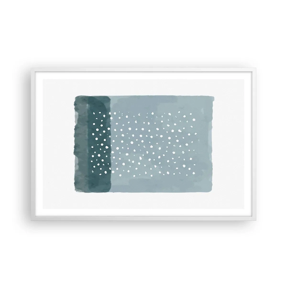 Affiche dans un cadre blanc - Poster - Évolution de bleus - 91x61 cm