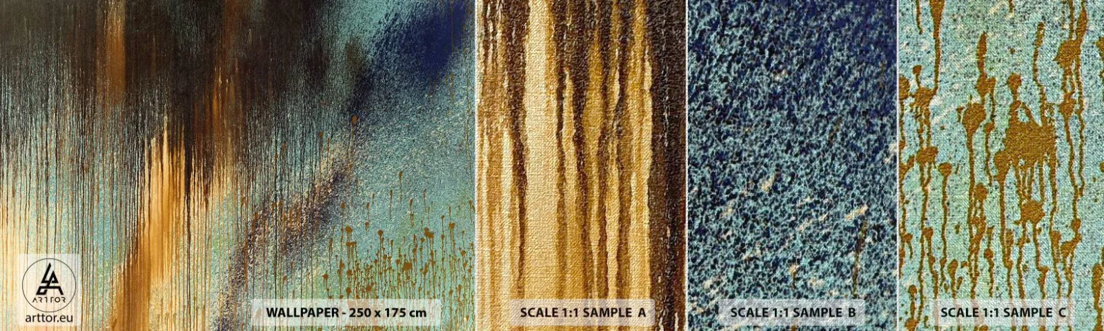 Échantillon de Papier Peint Premium Canvas - Une composition de couleirs non fortuite - Abstraction, Industriel, Peinture - 100x30 cm