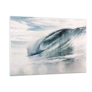 Impression sur verre - Image sur verre - Une puissante vague océanique sous les rayons du soleil - 120x80cm - Pic d'eau - Décoration murale moderne pour le salon et la chambre ARTTOR