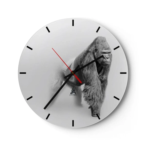 Horloge murale - Pendule murale - Portrait d'un gorille majestueux sur fond neutre - 30x30cm - Confiant en sa force - Décoration murale moderne pour le salon, la cuisine et la chambre ARTTOR