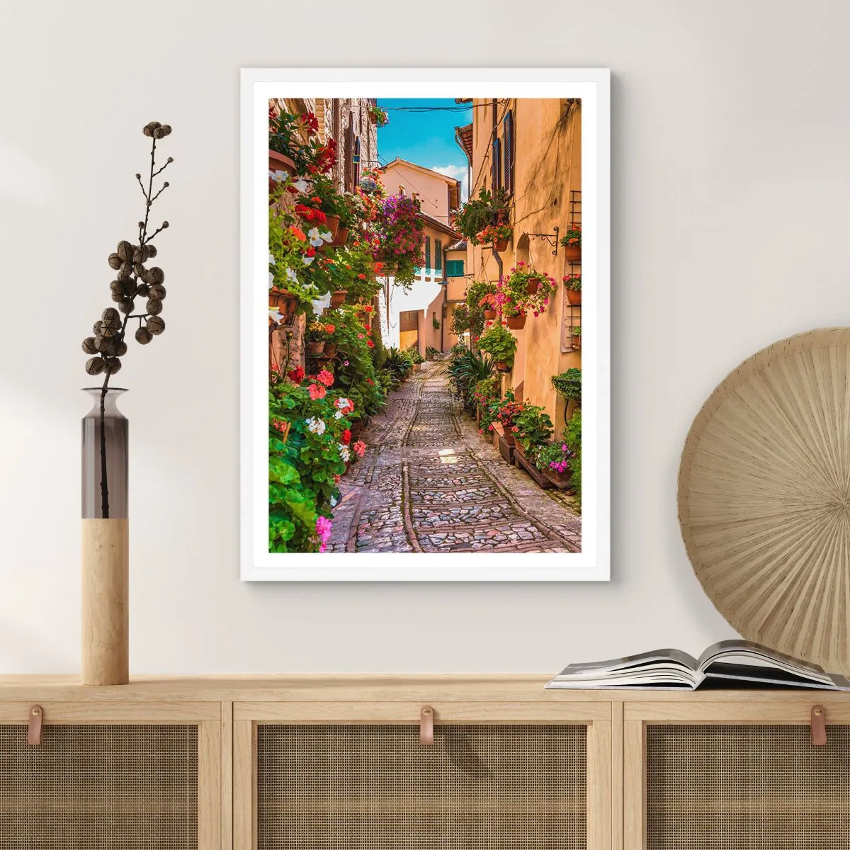Affiche dans un cadre blanc - Poster - Ruelle italienne - 50x70 cm