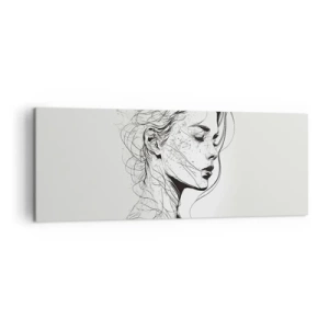 Impression sur toile - Image sur toile - Un portrait délicat d'une femme dans un style graphique minimaliste. - 140x50cm - Portrait en pensée - Décoration murale moderne pour le salon et la chambre ARTTOR