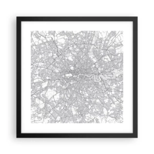 Affiche dans un cadre noir - Poster - Carte du labyrinthe londonien - 40x40 cm