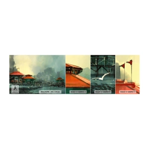 Échantillon de Papier Peint Autocollant Deluxe Sticker - Une journée ensoleillée au port - Ville portuaire, Architecture, Mer - 100x30 cm