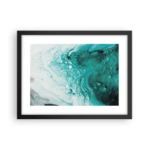 Affiche dans un cadre noir - Poster - Se fondre dans le bleu et le turquoise - 40x30 cm