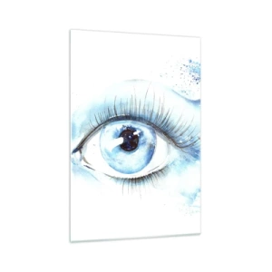 Impression sur verre - Image sur verre - Aquarelle artistique d'un œil avec une vague dynamique - 70x100cm - Plongez-vous dans le bleu du regard - Décoration murale moderne pour le salon et la chambre ARTTOR
