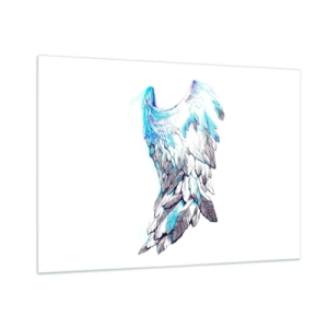 Impression sur verre - Image sur verre - Ailes d'ange dans les tons de bleu et de gris - 100x70cm - j'ai besoin d'ailes - Décoration murale moderne pour le salon et la chambre ARTTOR