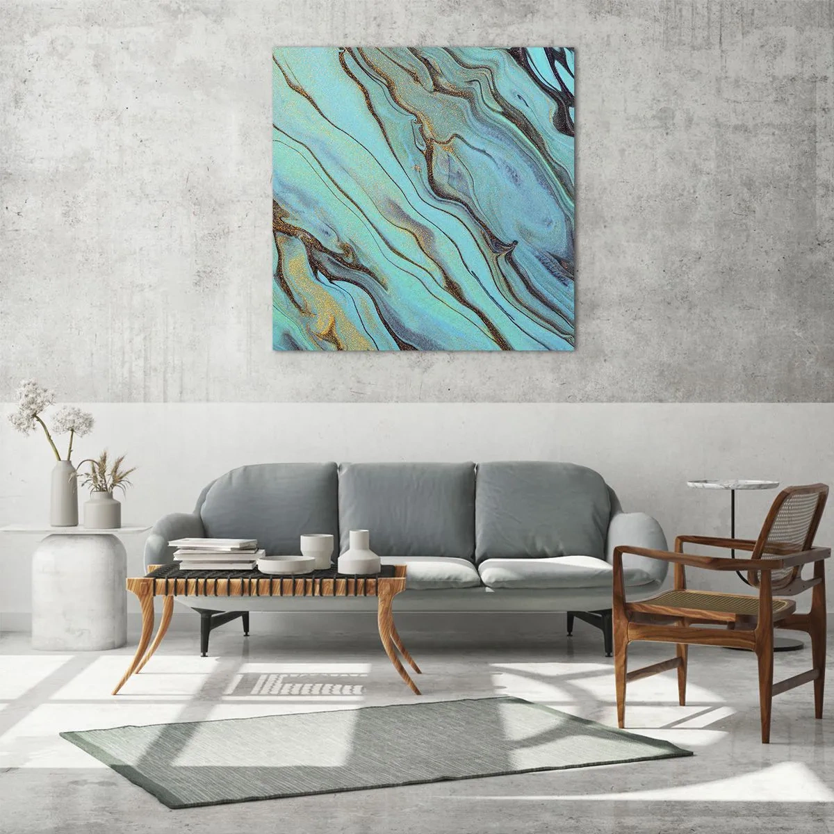 Impression sur verre - Image sur verre - Marée turquoise - 30x30 cm