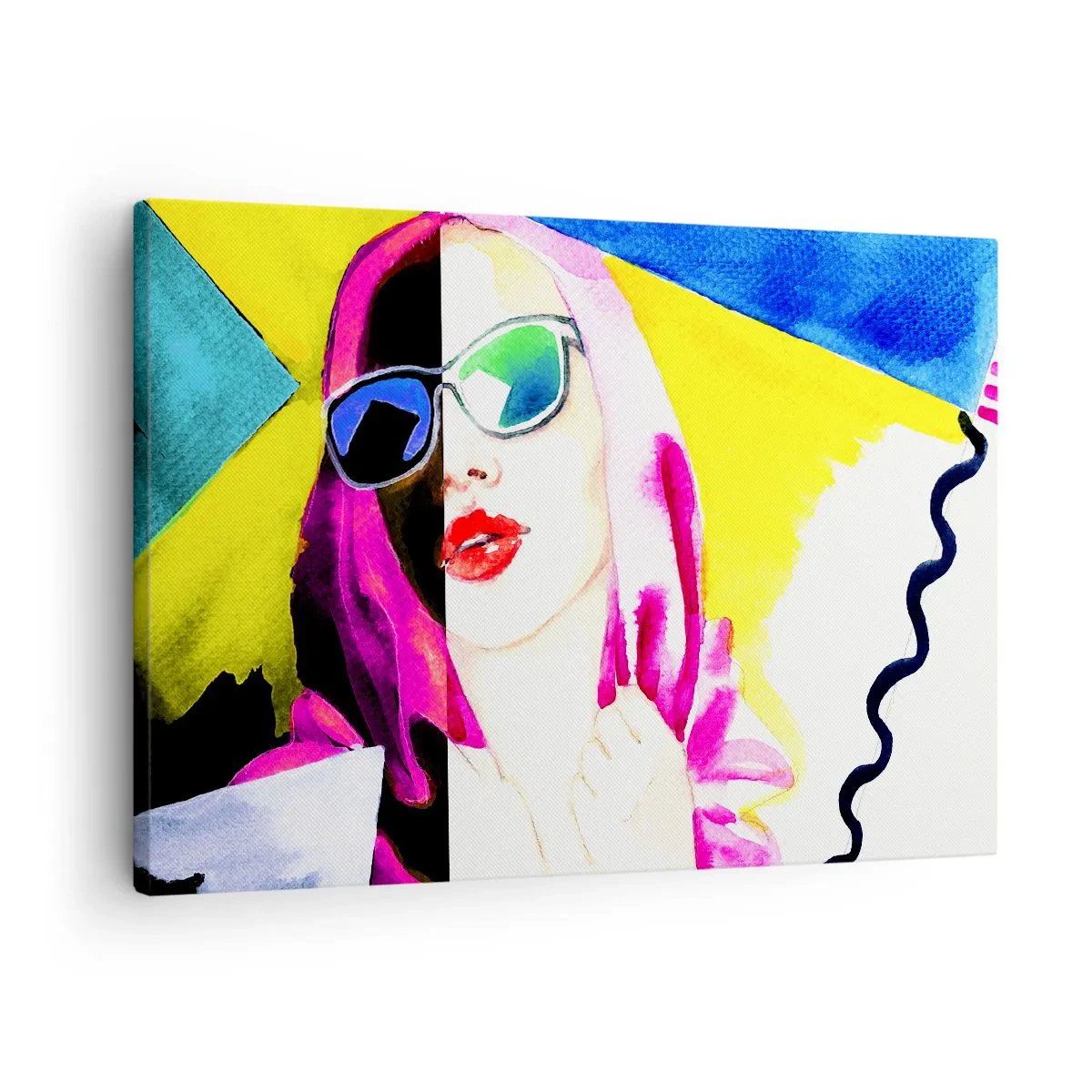 Impression sur toile - Image sur toile - Portrait coloré d'une femme portant des lunettes de soleil - 70x50cm - je ne suis pas blanche et je ne suis pas noire - Décoration murale moderne pour le salon et la chambre ARTTOR