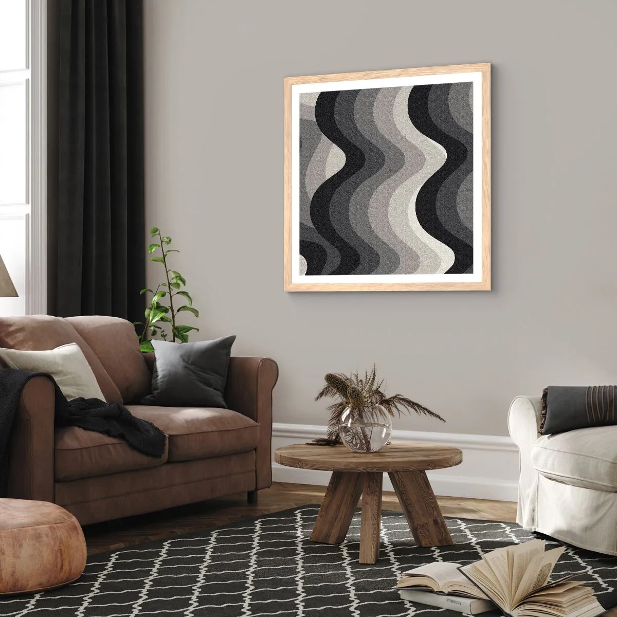 Affiche dans un chêne clair - Poster - Vague après vague - 50x50 cm