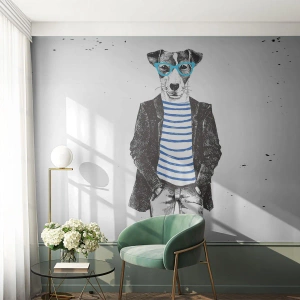 Papier Peint Photo Standard Eco - Un charme de chien - Abstraction, Homme, Chien - 400x280 cm