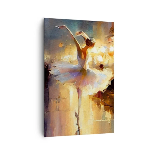 Impression sur toile - Image sur toile - Une ballerine dansant devant une scène éclairée - 80x120cm - Miracle dans la rue - Décoration murale moderne pour le salon et la chambre ARTTOR