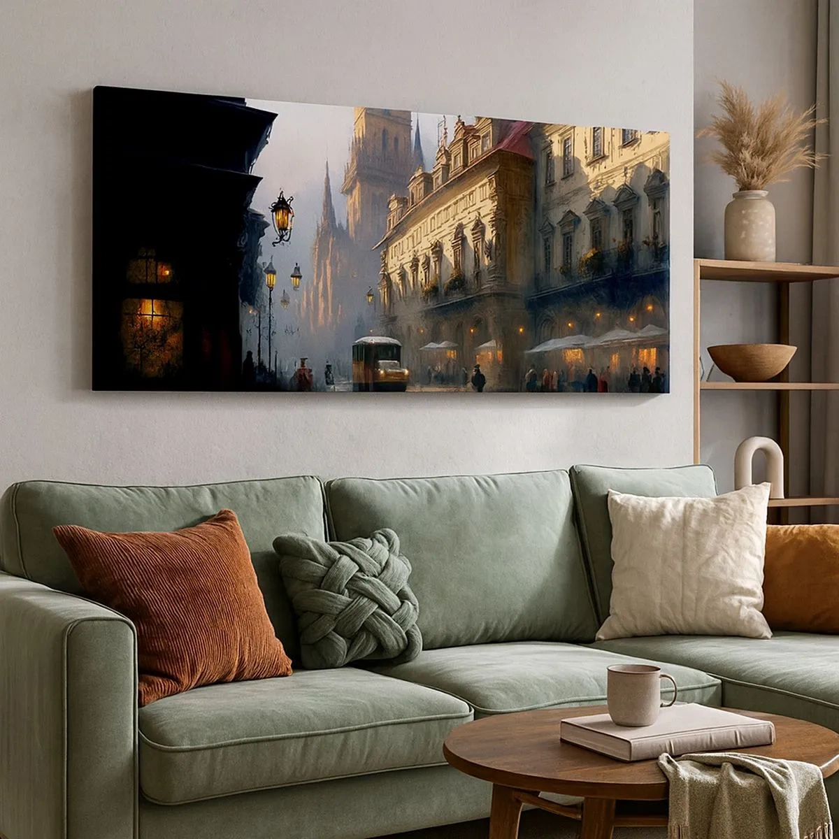 Impression sur toile - Image sur toile - Le charme d'une soirée pragoise - 100x40 cm