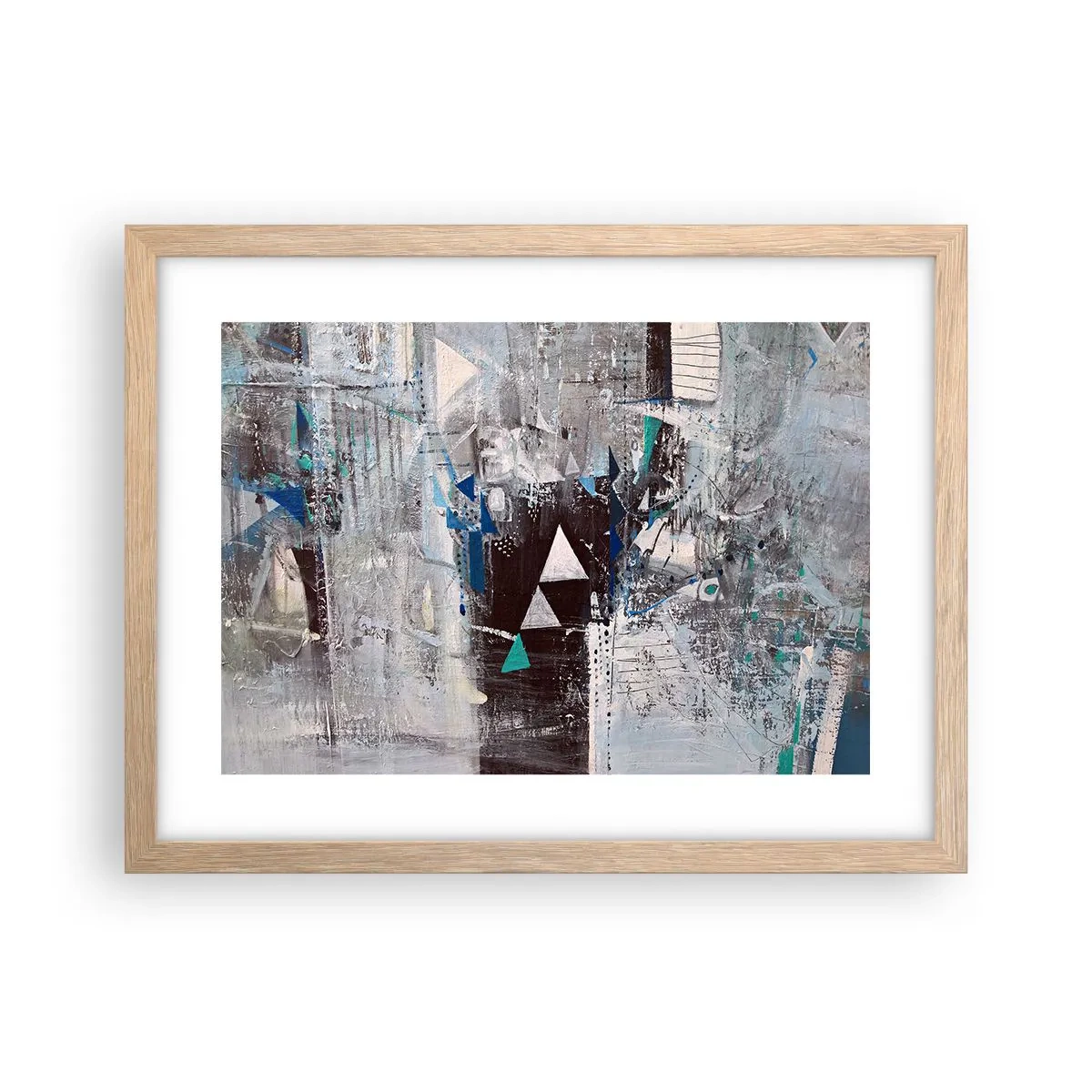 Affiche dans un chêne clair - Poster - Ordre prioritaire des triangles - 40x30 cm