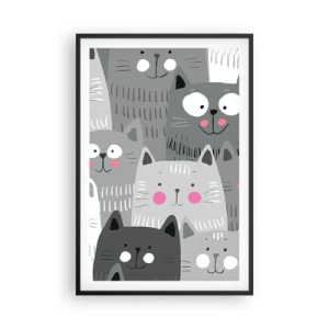 Affiche dans un cadre noir - Poster - Le monde des chats - 61x91 cm