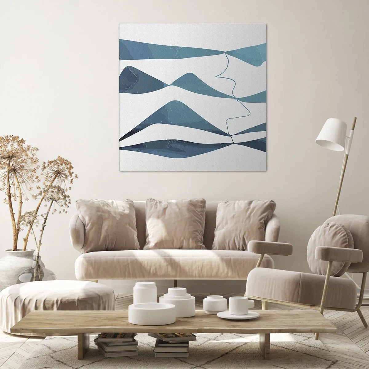 Impression sur toile - Image sur toile - Abstraction : composé turquoise - 40x40 cm