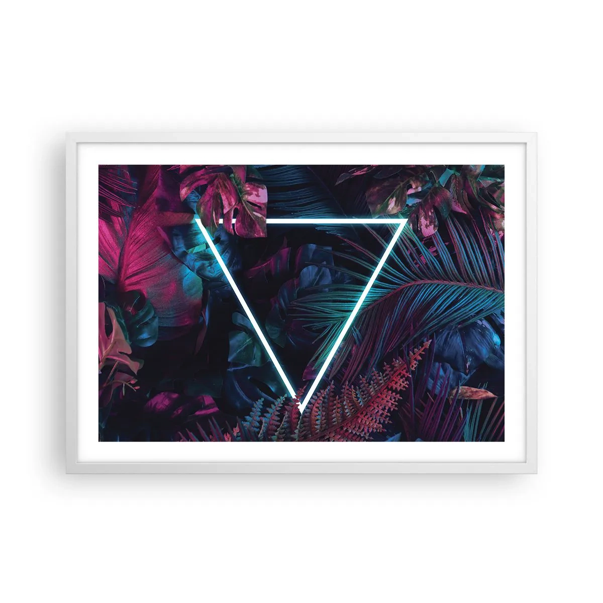 Affiche dans un cadre blanc - Poster - Jardin de style disco - 70x50 cm