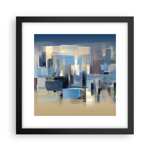 Affiche dans un cadre noir - Poster - Construction bleue - 30x30 cm