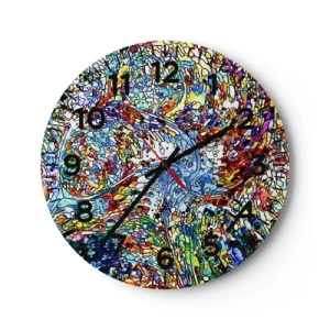 Horloge murale - Pendule murale - Goutte de vitrail - 30x30 cm
