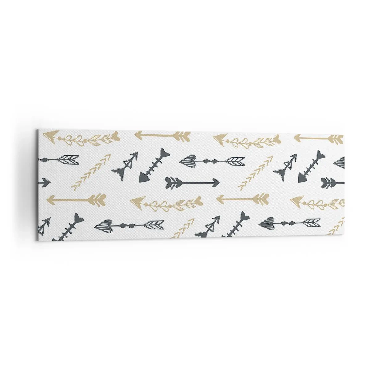 Impression sur toile - Image sur toile - Un motif minimaliste avec des flèches aux couleurs beige et grise. - 160x50cm - Le rêve de l'archer - Décoration murale moderne pour le salon et la chambre ARTTOR