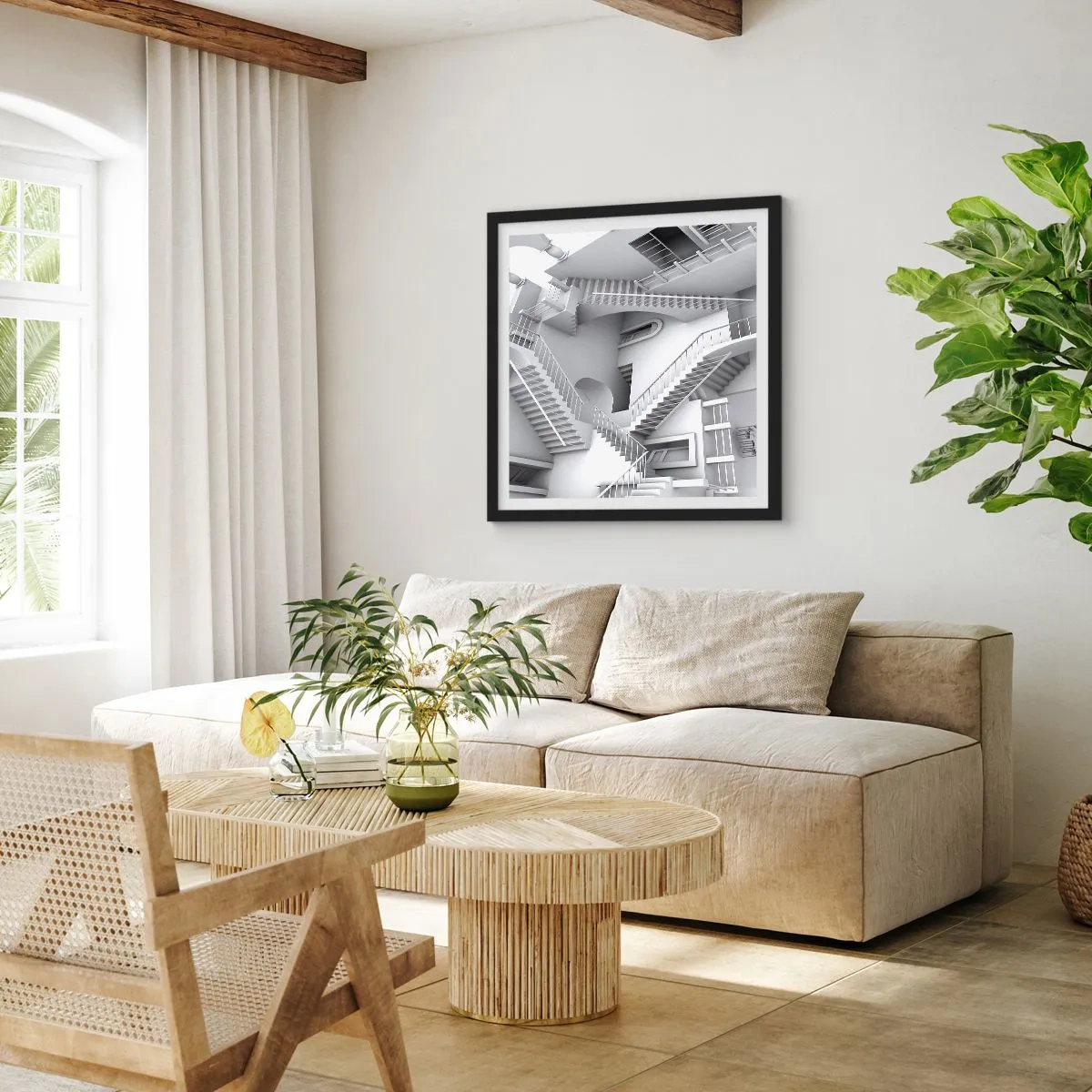 Affiche dans un cadre noir - Poster - Paradoxes spatiaux - 60x60 cm