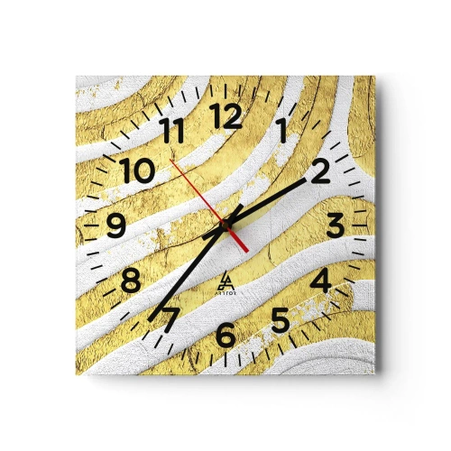 Horloge murale - Pendule murale - Composition en blanc et or - 40x40 cm