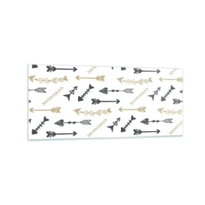 Impression sur verre - Image sur verre - Un motif minimaliste avec des flèches aux couleurs beige et grise. - 120x50cm - Le rêve de l'archer - Décoration murale moderne pour le salon et la chambre ARTTOR