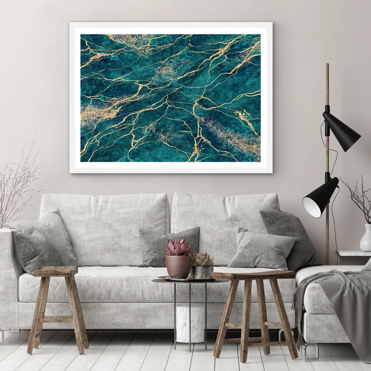 Affiche dans un cadre blanc - Poster - Mine d'or - 100x70 cm