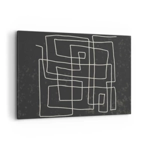 Impression sur toile - Image sur toile - Motif géométrique abstrait sur fond sombre - 100x70cm - Pas aussi simple - Décoration murale moderne pour le salon et la chambre ARTTOR