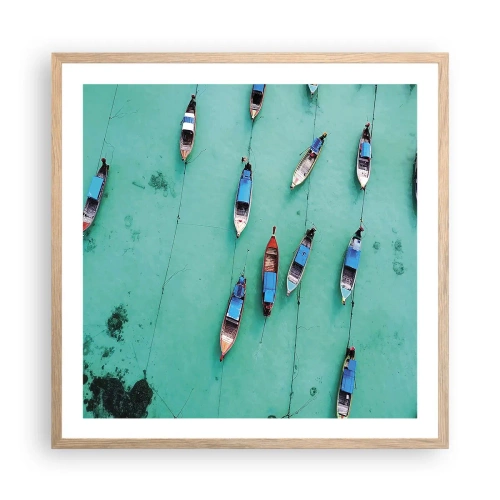 Affiche dans un chêne clair - Poster - Dans une attente jouyeuse - 60x60 cm