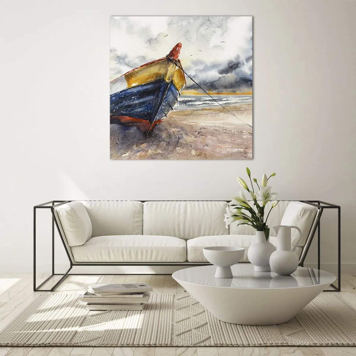 Impression sur verre - Image sur verre - Repos sur le rivage - 40x40 cm