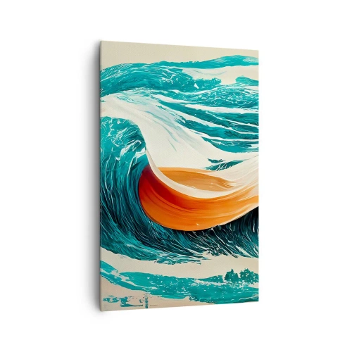 Impression sur toile - Image sur toile - Vagues de mer dynamiques avec ruban abstrait - 80x120cm - Le rêve d'un surfeur - Décoration murale moderne pour le salon et la chambre ARTTOR